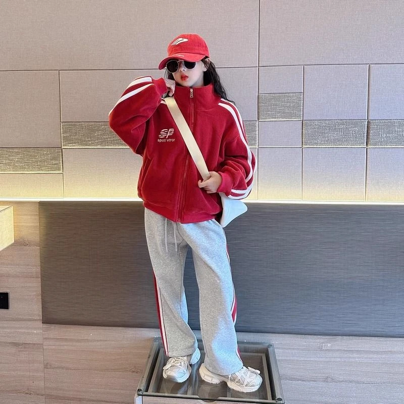 女童外套秋冬款2024新款大童冬装休闲加绒上衣冬款洋气儿童衣服潮