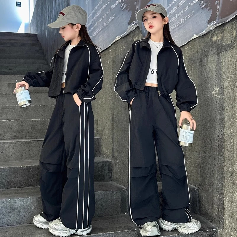 女童春秋装速干套装2025秋季新款洋气潮酷中大童运动休闲两件套潮