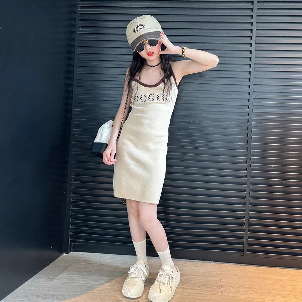 大童女装2025夏款吊带连衣裙儿童夏季背心裙子女童洋气夏装包臀裙
