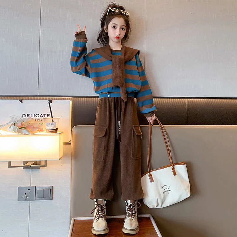 女童套装秋装新款洋气2024韩系童装女孩儿童秋季女大童女装运动潮