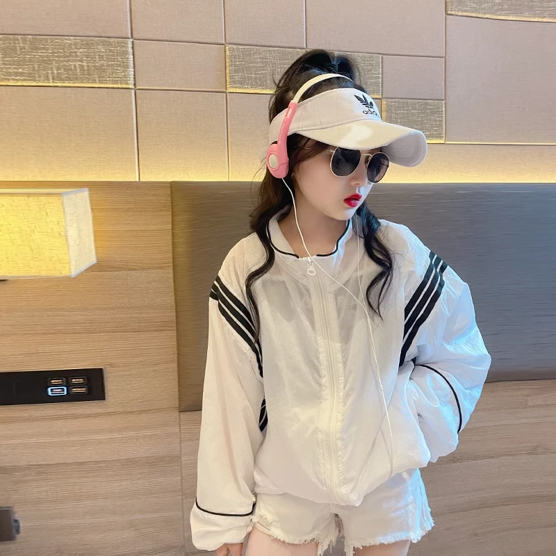 女童白色防晒衣夏季2025新款儿童女孩防晒服外套女大童轻薄皮肤衣