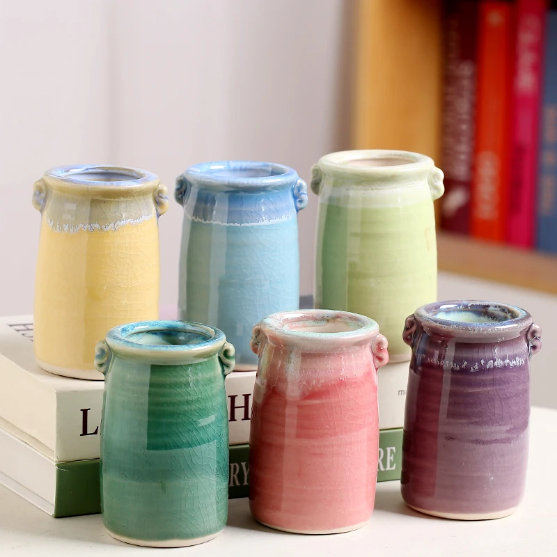 多肉陶瓷花盆冰裂小老桩高桩特价清仓简约创意个性透气桌面装饰