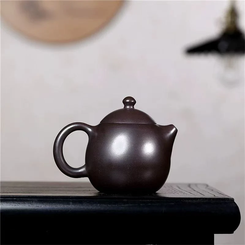 宜兴紫砂壶光器龙蛋 紫茄泥 周粉兰