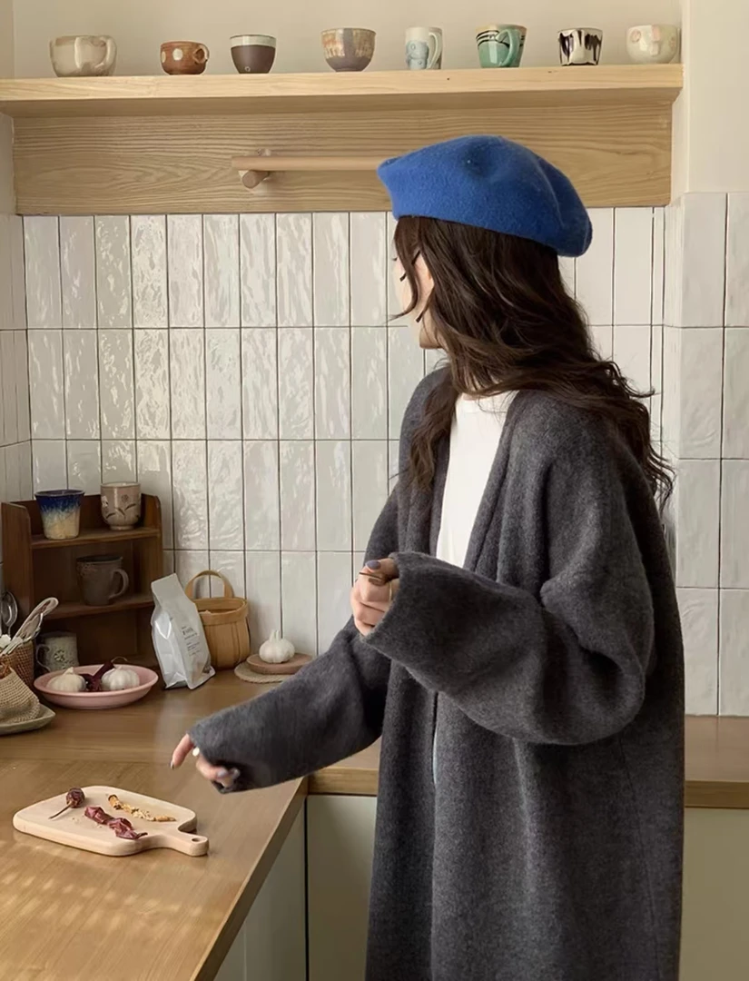 秋冬季慵懒风软糯毛衣外套女oversize中长款加厚宽松针织开衫大衣