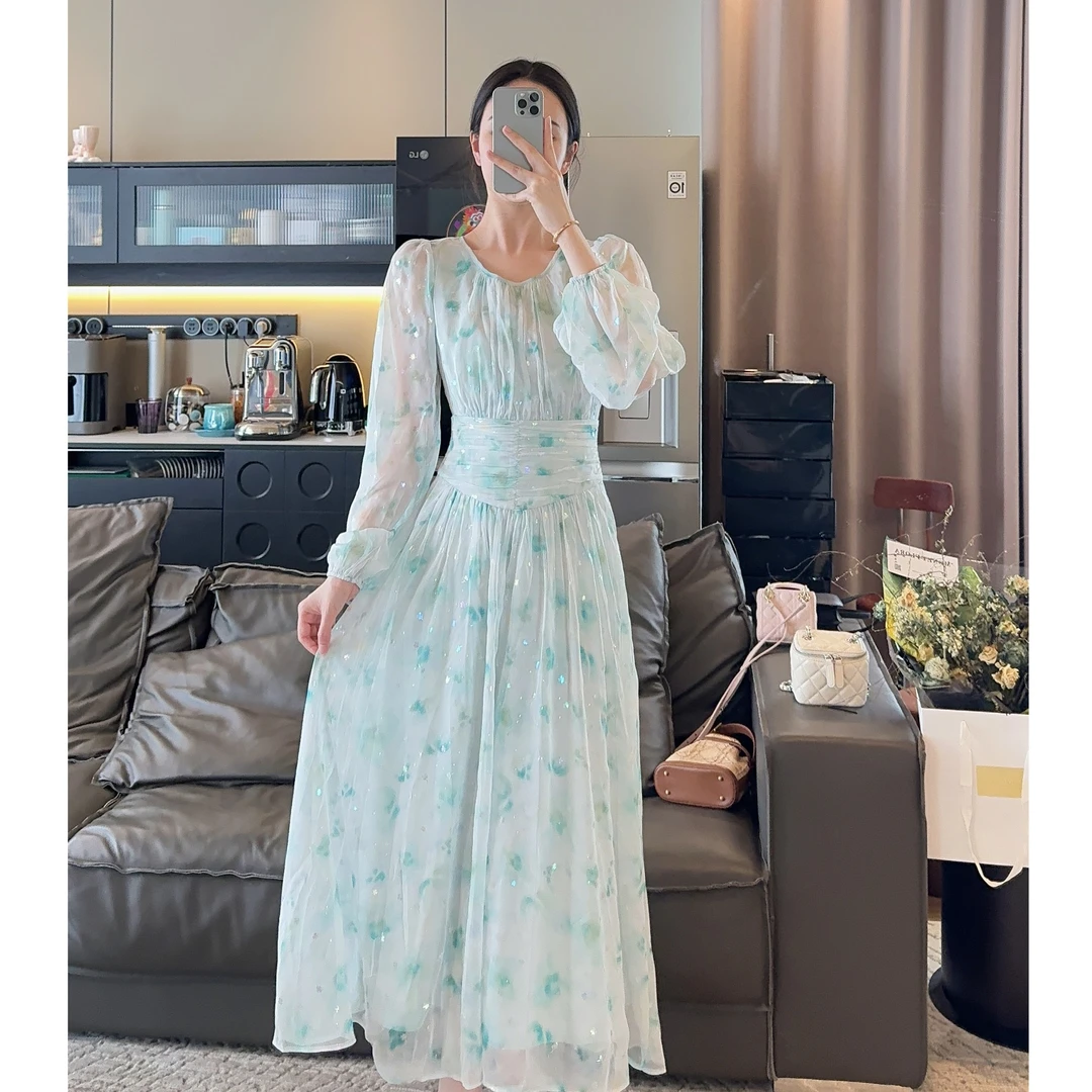 Zwinnie/詹维尼【烫金系列 烫金绿】仙气少女甜美连衣裙 GHH202414