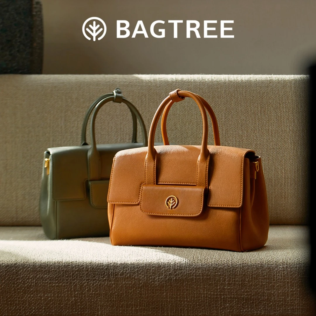 BAGTREE包包树海豚包小号头层植鞣小牛皮百搭通勤托特手提斜款包