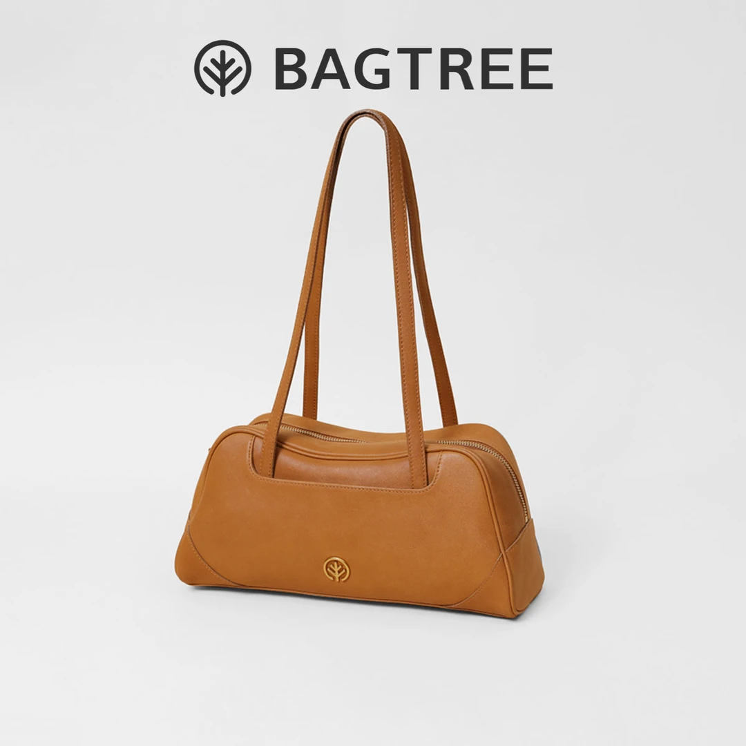 【专属】BAGTREE包包树猫脸包 植鞣皮腋下大容量保龄球枕头女单肩包