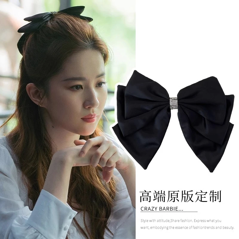 玫瑰的故事黄亦玫刘亦菲同款黑色缎面蝴蝶结头饰发夹在逃公主发饰