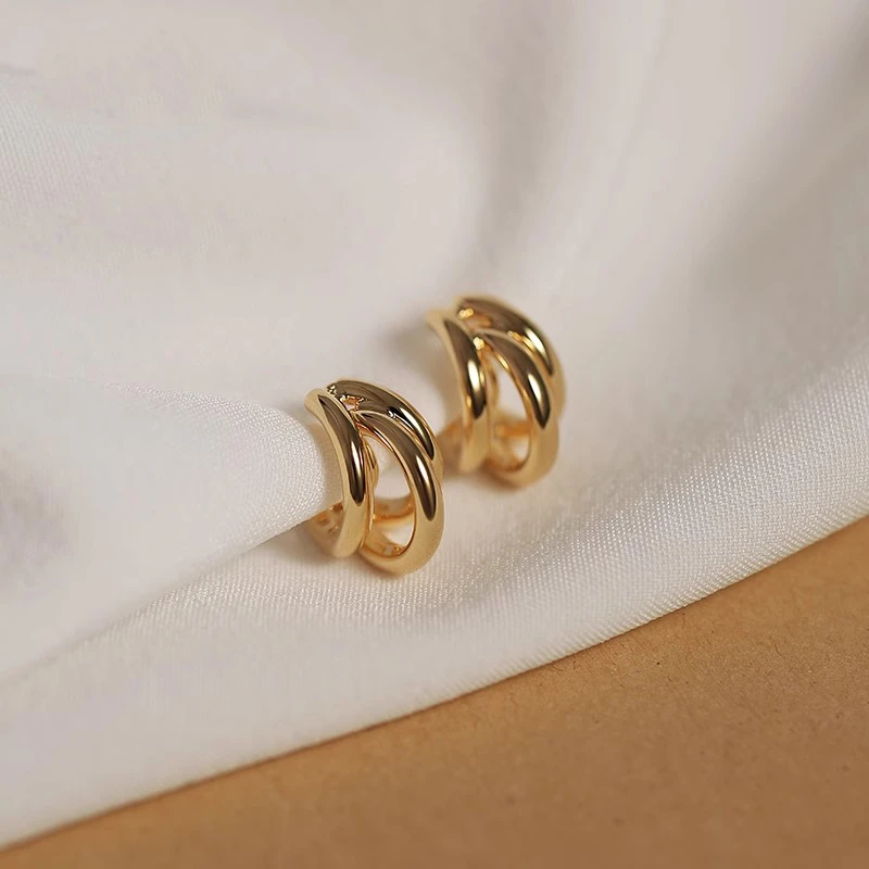 铜合金耳饰 轻奢金属感耳环圈圈小众高级耳饰女气质耳钉耳圈耳夹