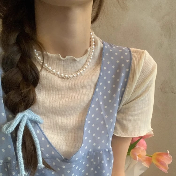 铜合金仿珍珠项链 百搭珠珠项链女高级感轻奢小众锁骨链颈链首饰