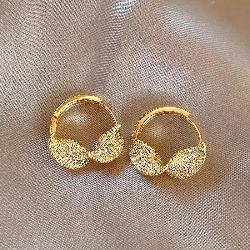 铜合金耳饰 金色几何圈圈耳环女2024新款小众高级感耳钉独特耳饰