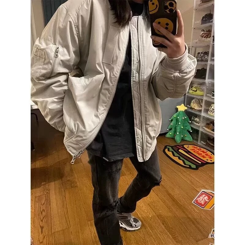 秋冬爸爸棒球服外套男春季美式潮牌复古感男装宽松飞行员夹克