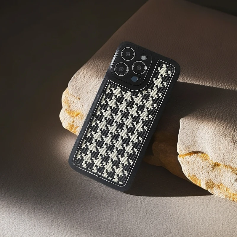 布艺拼接网红女款全包手机壳适用苹果14/15/16/17promax