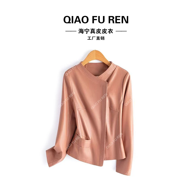 真皮皮衣外套女2025新款修身显瘦绵羊皮短款时尚皮夹克上衣799-1