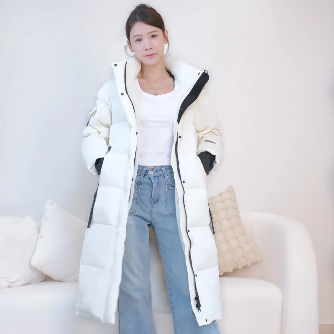 羽绒服慵懒风长款连帽加厚保暖户外女士防风秋冬宽松运动羽绒服