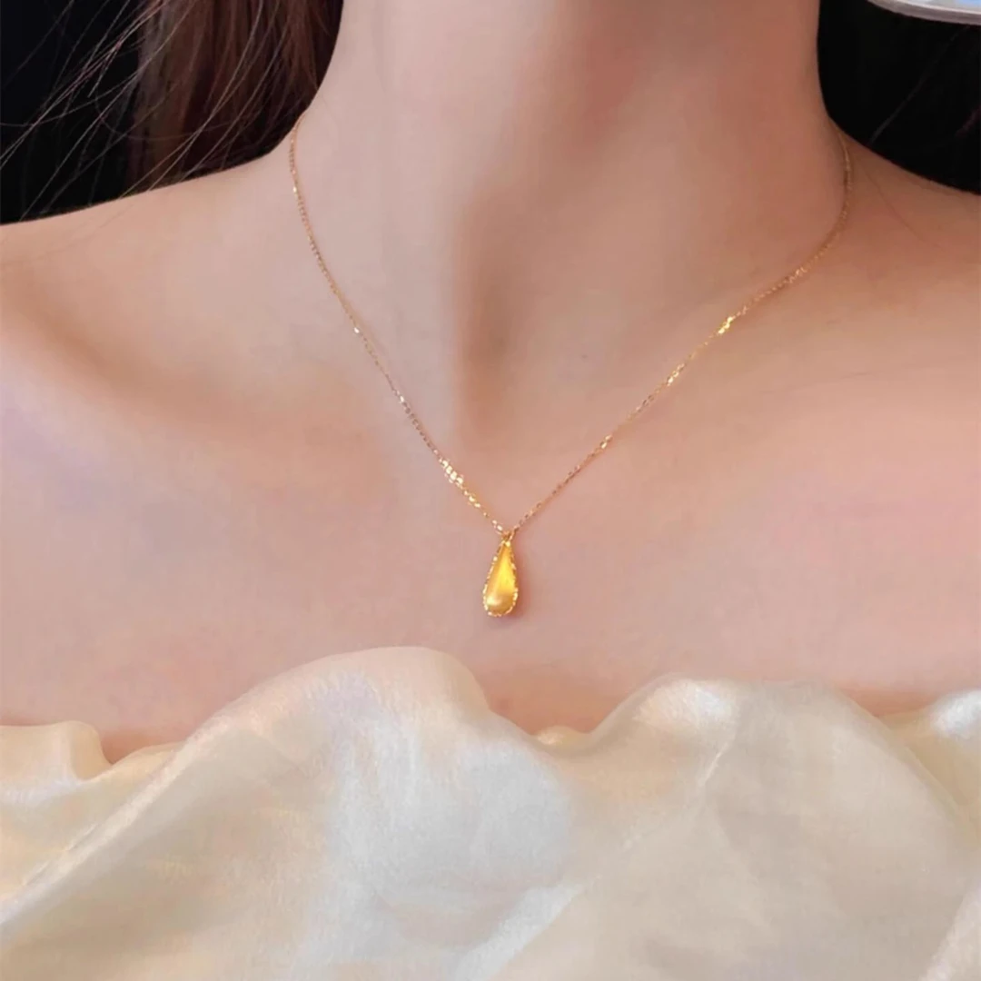 卡柒 铜合金项链 拉丝水滴项链女生轻奢高级感颈链锁骨链圣诞礼物