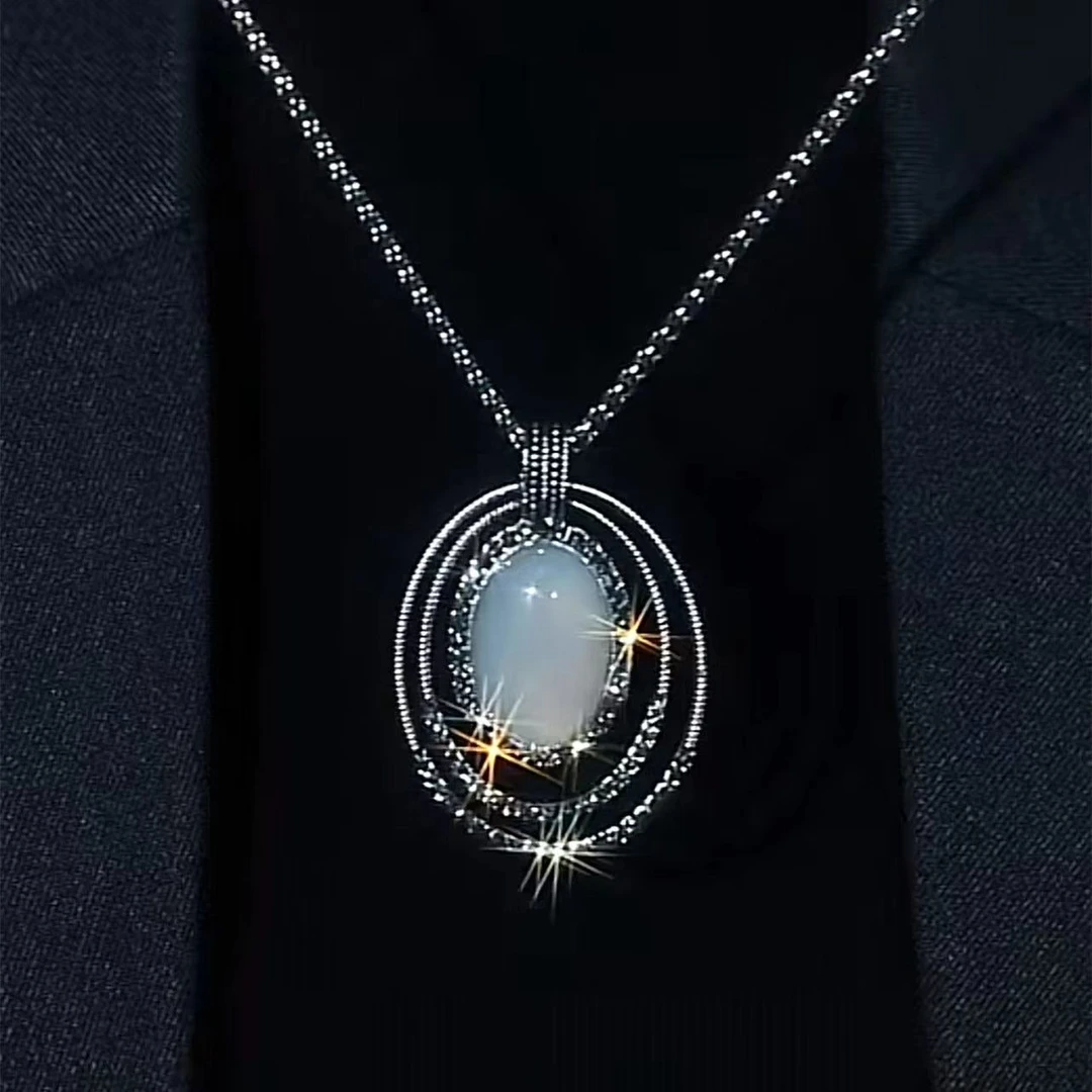 钛钢项链 复古大气做旧镶嵌长款项链女时尚气质百搭高级感毛衣链