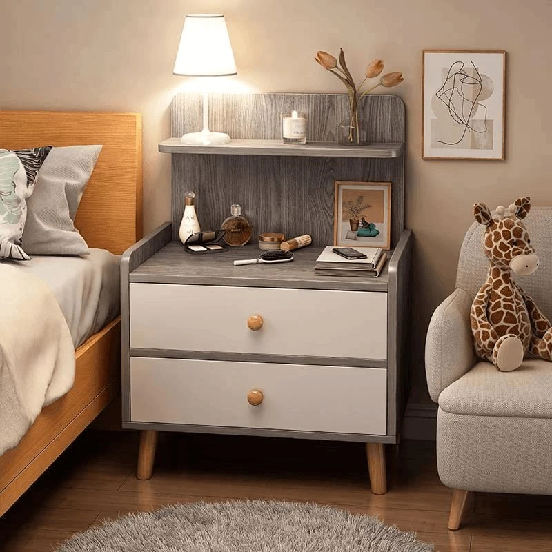 新疆西藏包邮【特惠好物】床头柜简易小型收纳柜实木腿卧室高级感床