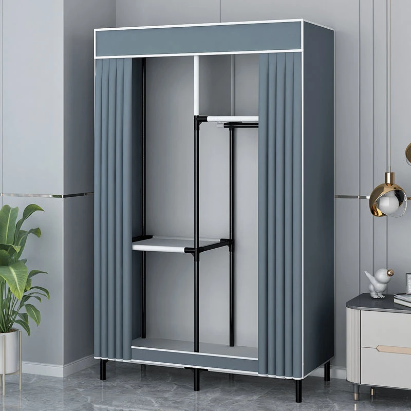 新疆包邮简易衣柜家用卧室钢管加粗加固组装布衣柜出租房加厚立式