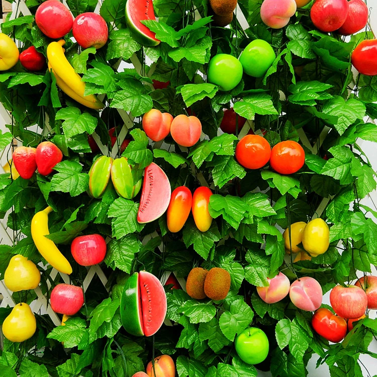 仿真水果藤条假花葡萄叶水果店吊顶精美塑料花藤绿叶树叶缠绕饭店