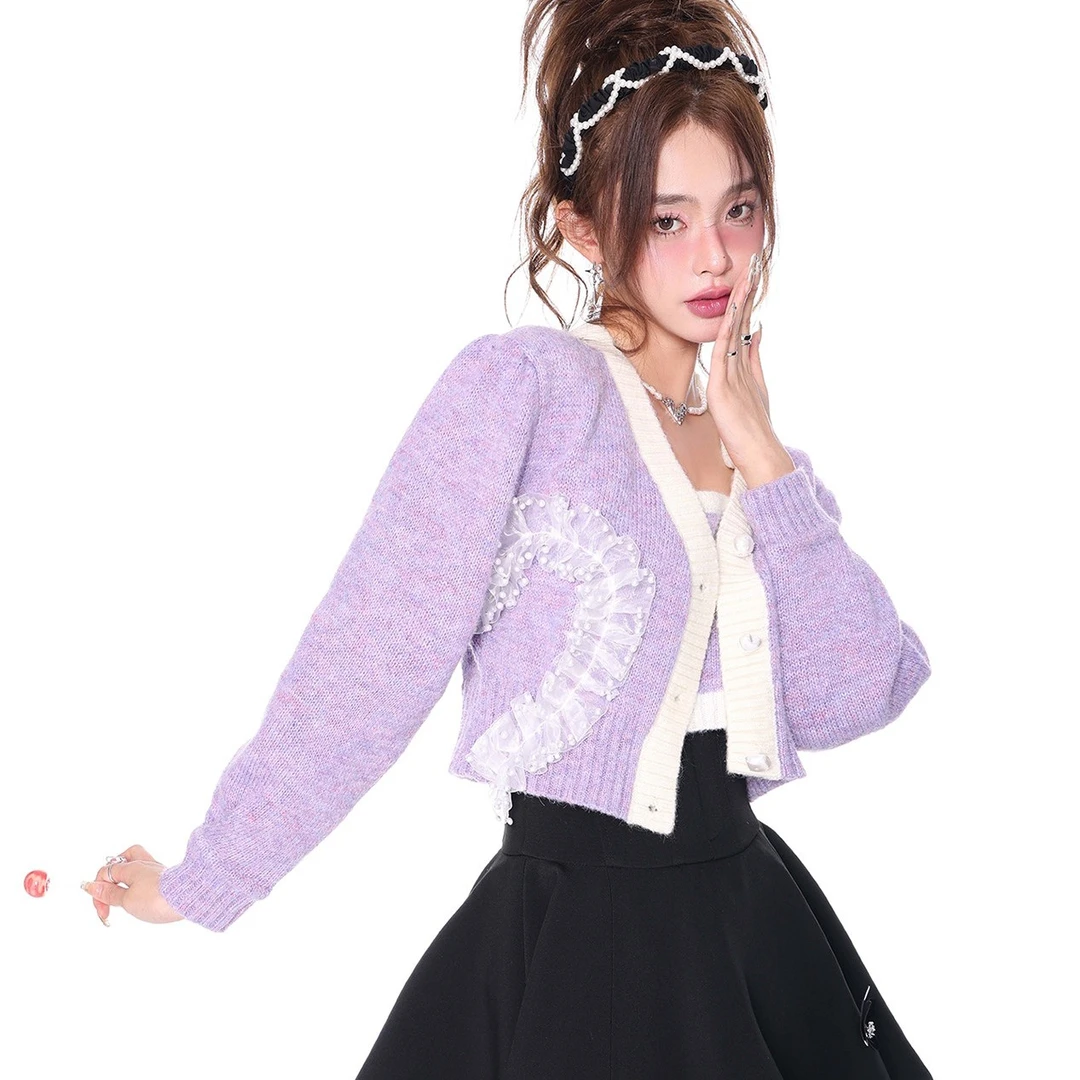 16DEWS 针织平口吊带短款开衫两件套