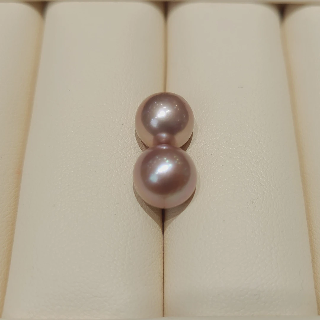 【米总·高定】淡水紫珠耳钉9-10mm S925银