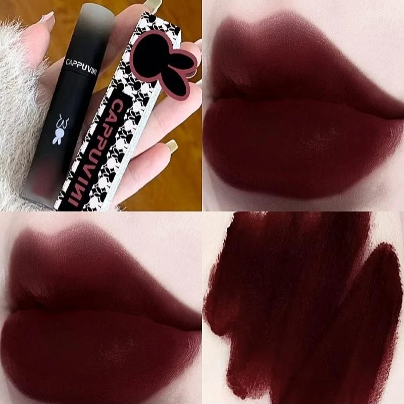 姨妈色唇釉暗黑口红哑光水不粘杯唇泥车厘子牛血色显白不掉色学生