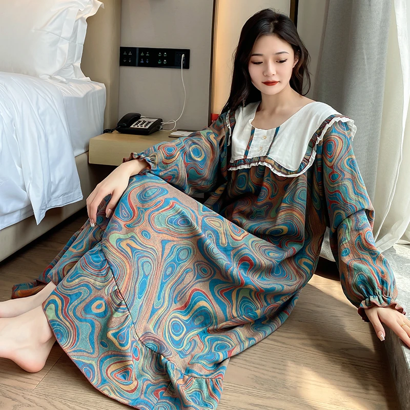 大码长袖纯棉睡衣女款爆款2024新款韩版春秋季薄款韩版胖mm家居服