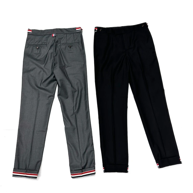 k008四条杠风格织带款休闲西裤情侣男士2013春夏秋马蹄脚口无腰带