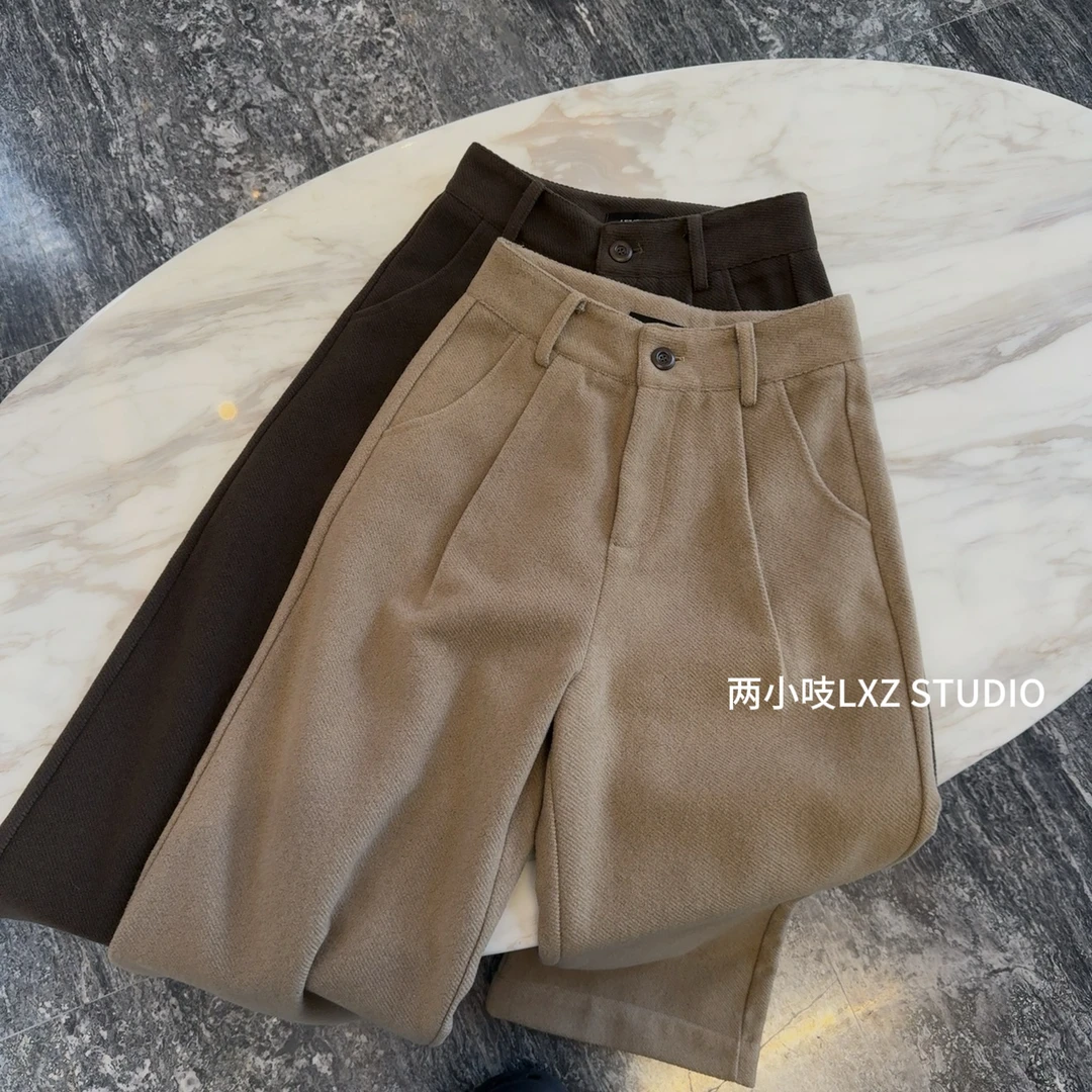 两小吱《格雷系》修腿舒适版型敲正秋冬厚款百搭长裤