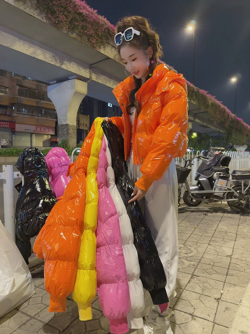 【枫香儿】桔色免洗棉服2024冬女新款时尚百搭加厚短款面包服洋气