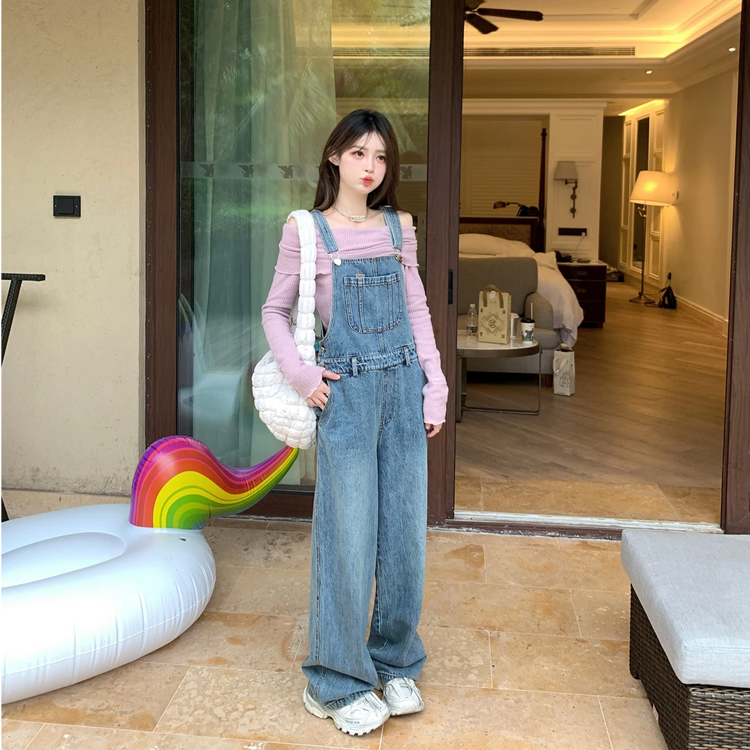 Zzhen【胶片记忆】气质腔调减龄背带牛仔裤休闲显瘦TTM0101-DKZ664！