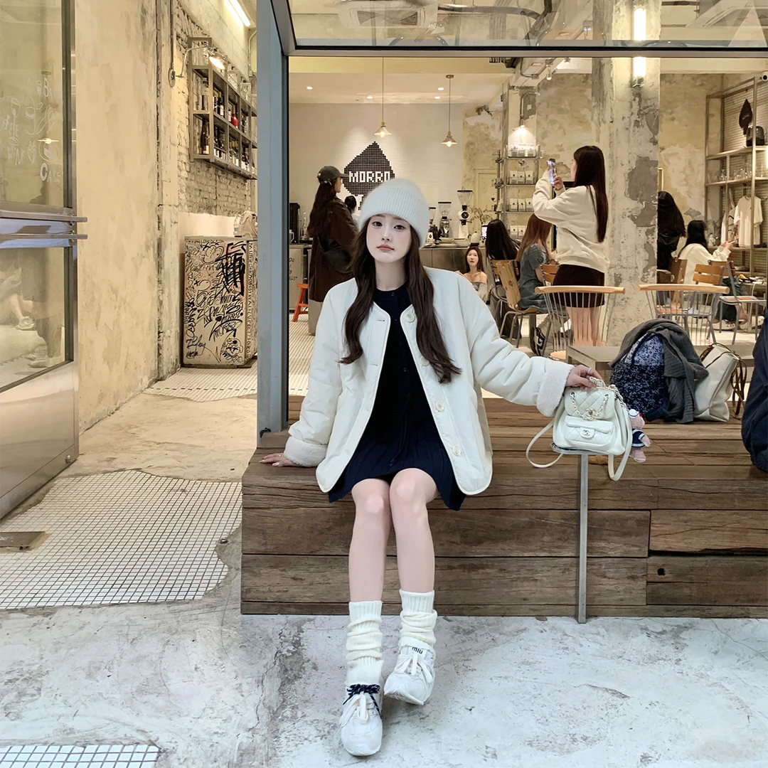 Zzhen【糯糯小雪人】简约双面穿棉服保暖宽松外套DWT1192