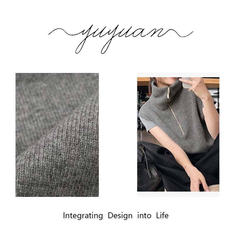 【媛宝】“半岛马甲”春秋时尚休闲百搭显瘦100%羊毛拉链马甲-3227