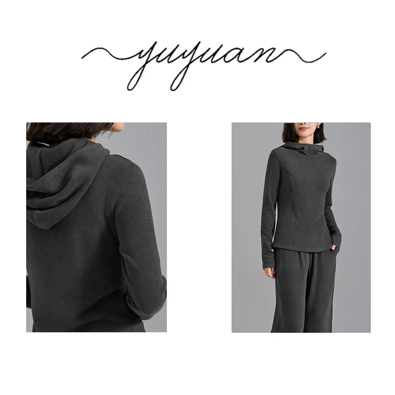 【媛宝】“鱼骨连帽Pro”高阶时髦 巨显瘦百搭堆领连帽衫卫衣-FS3280