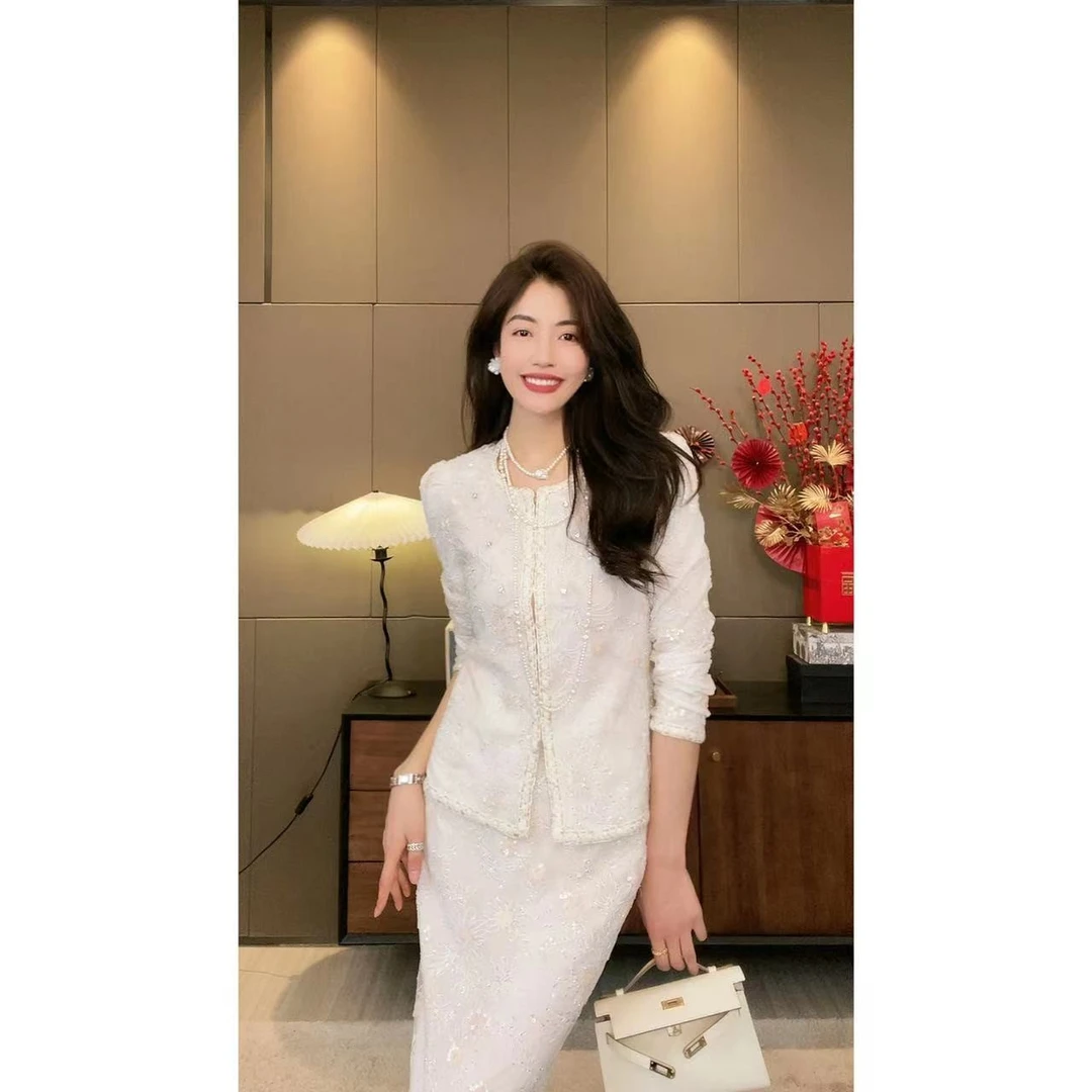 【N·COU】23春新款【花间精灵】时尚气质重工套装-DY5850连衣裙热力感