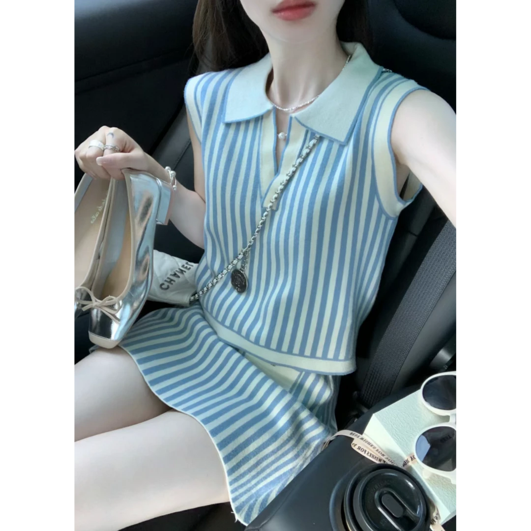 小香风套装出行女夏季新款网红洋气时髦短裙子气质小香风套装夏