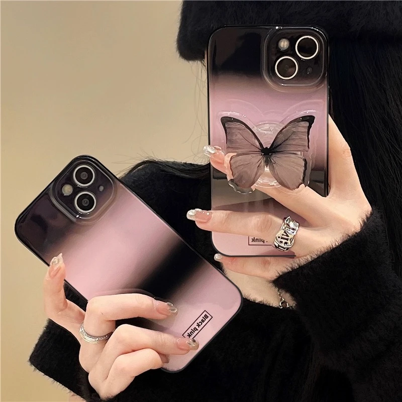 变粉黑字适用iPhone14promax/15手机壳13女12华为/小米/oppo/vivo