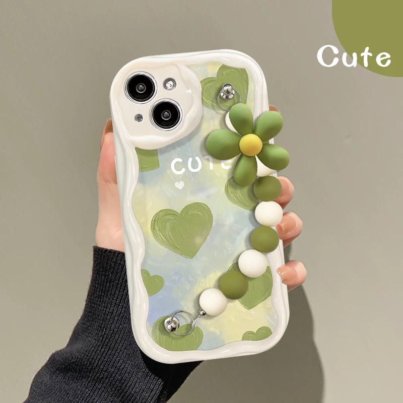 爱心绿色适用iPhone14promax/15手机壳13女12华为/小米/oppo/vivo