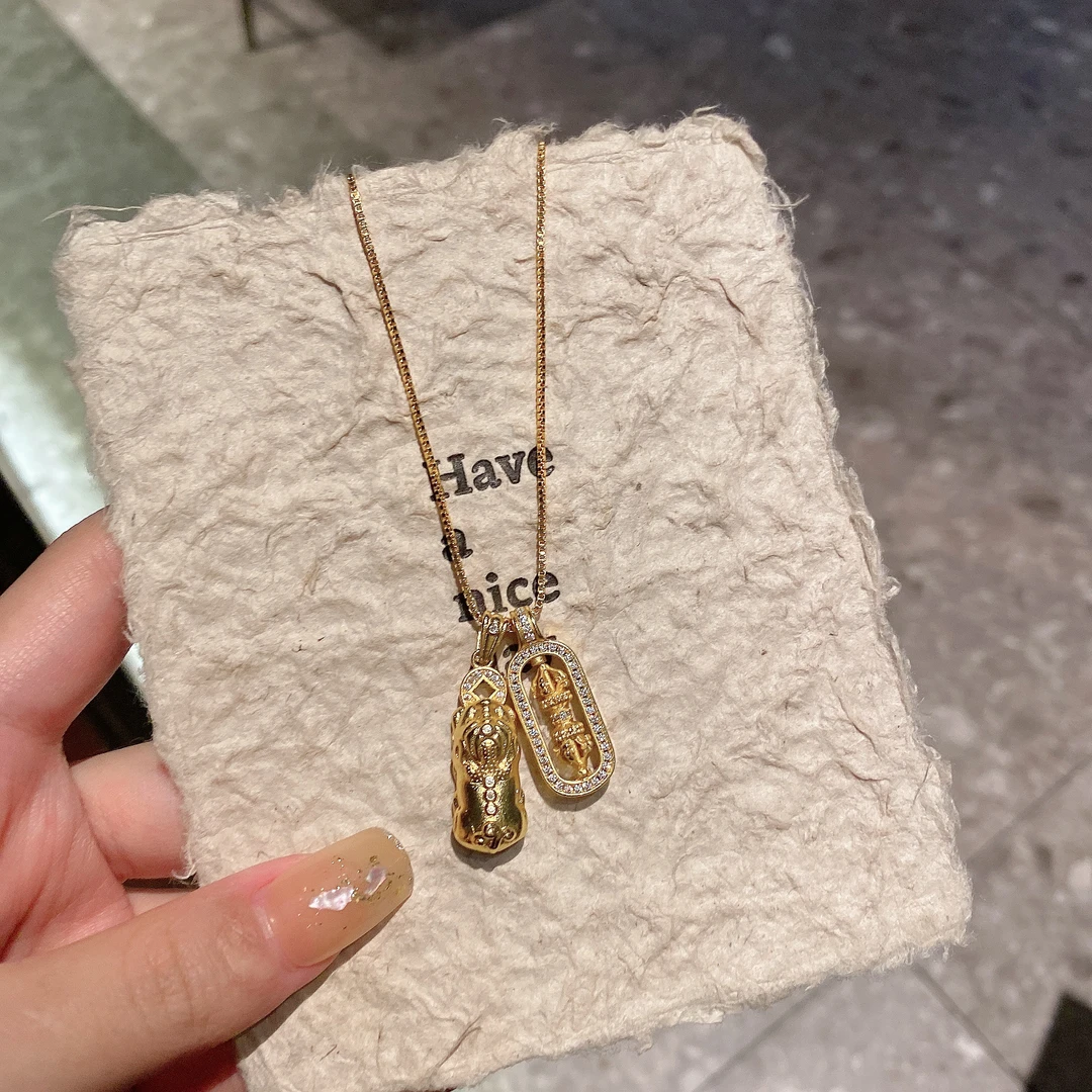 铜合金项链 新中式貔貅项链女吊坠精致大气百搭新款锁骨链轻奢