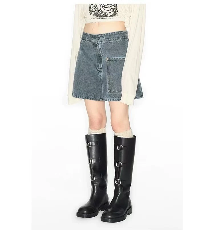 【IMMI】2024秋冬新款MWDFWDSK0839X 双面水洗牛仔修身半身裙