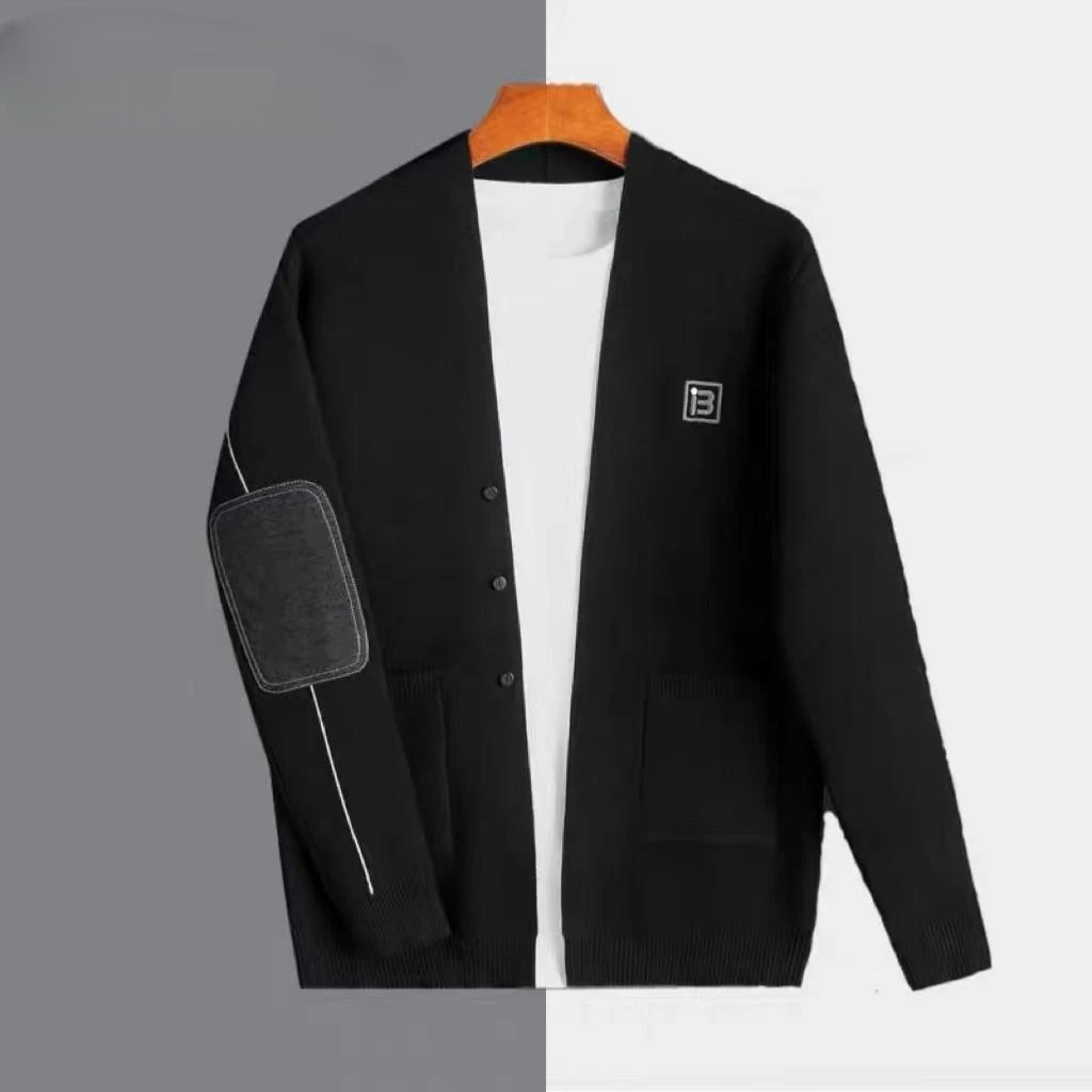 【早秋新款】潮流男士经典高品质刺绣拼接百搭休闲时尚男款针织开衫