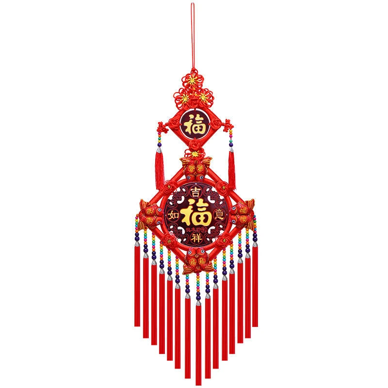 客厅挂件桃木中国结乔迁新居喜庆客厅装饰用品客厅背景墙装饰挂件