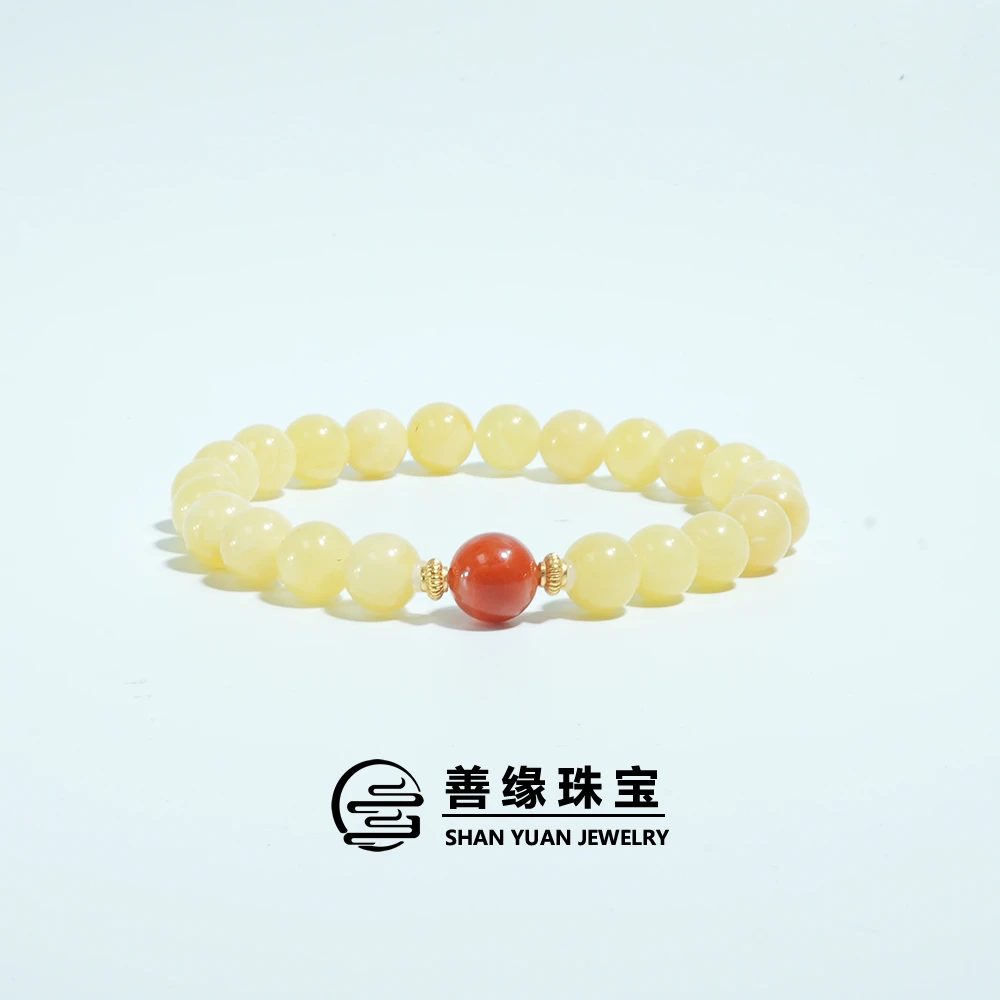 【善缘】天然俄料琥珀蜜蜡8mm（微瑕）DIY设计款手链手串