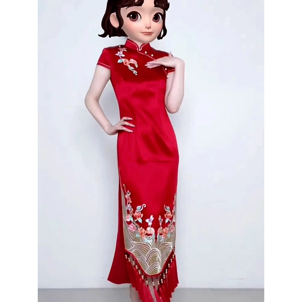 红色高级感国风新中式2024新款改良旗袍连衣裙敬酒服婚礼新娘结婚