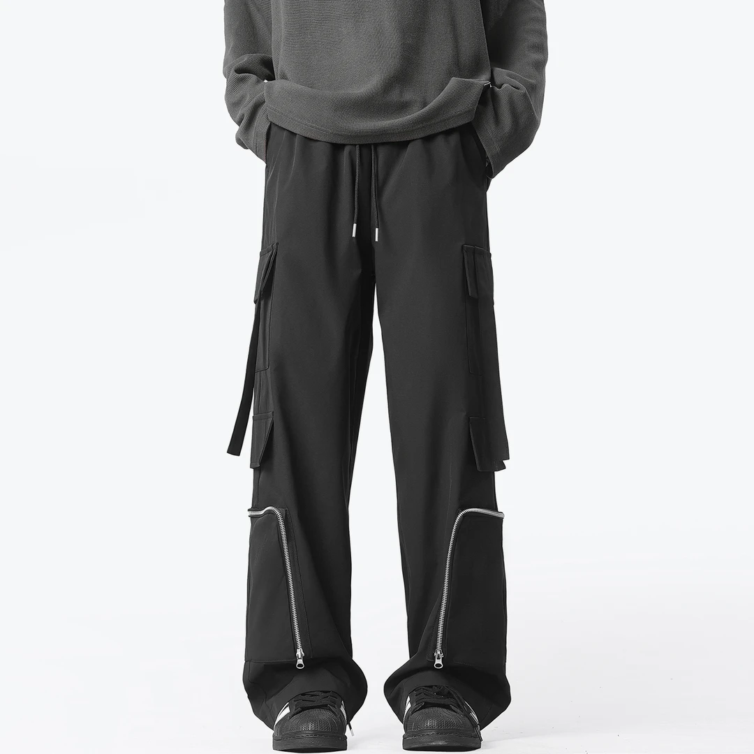 三防美式机能冲锋裤男士秋冬季新款拉链设计青少年宽松休闲工装裤
