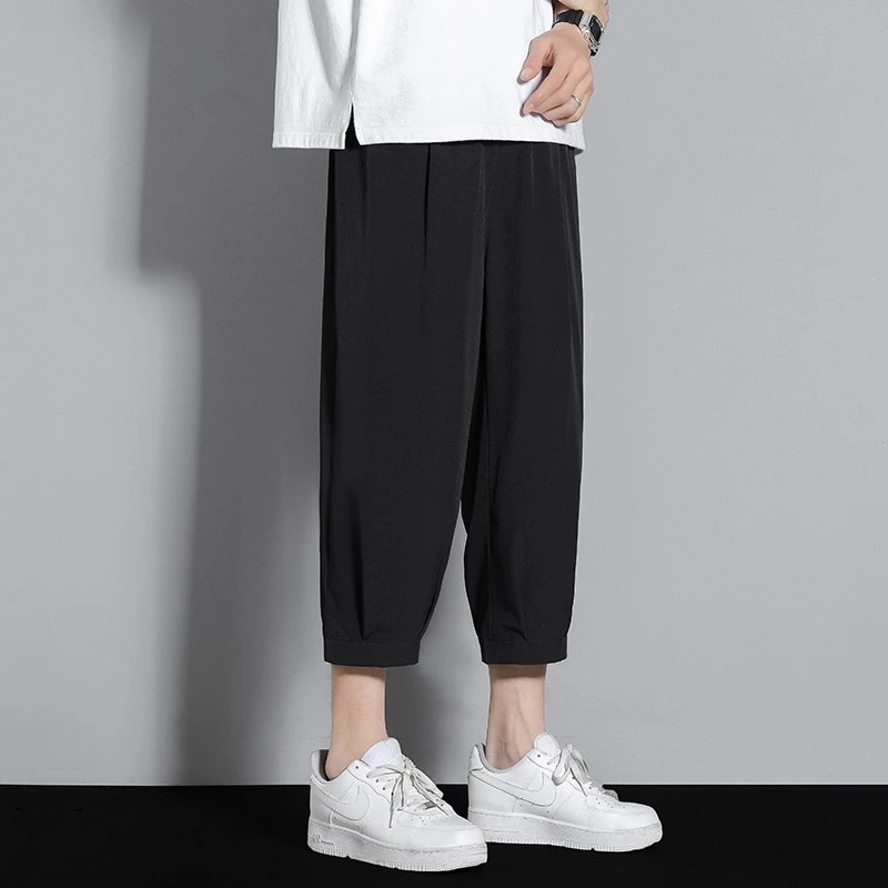 冰丝短裤男款夏季轻薄速干七分裤ins潮流宽松百搭美式休闲束脚裤