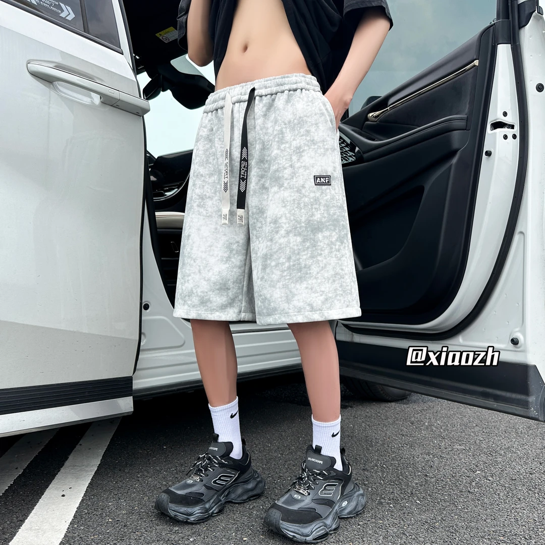 潮牌水洗短裤男士夏季薄款2025新款宽松休闲运动百搭高街脏脏裤子