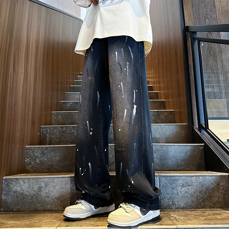 美式高街长裤男秋季新款潮牌百搭涂鸦设计休闲长裤宽松垂感直筒裤