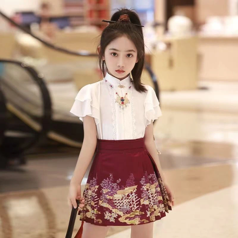 曹县儿童汉服女童马面裙夏季薄款超仙中国风公主裙女童汉服短裙
